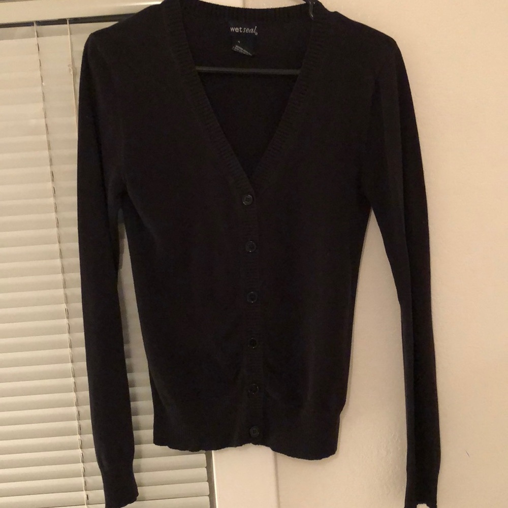 Wet Seal Black Button Cardigan